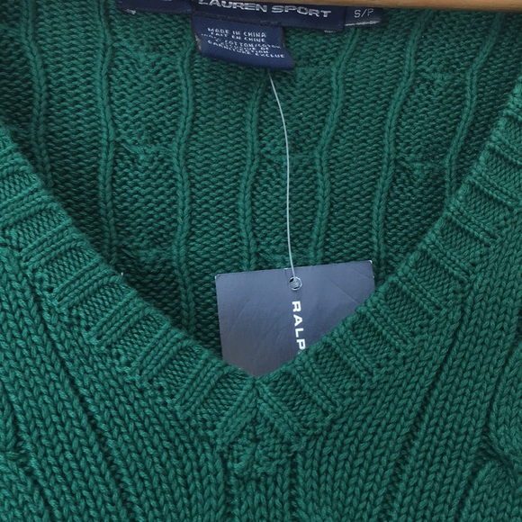 🆕 RALPH LAUREN Cable Knit Polo Sweater - Picture 4 of 5